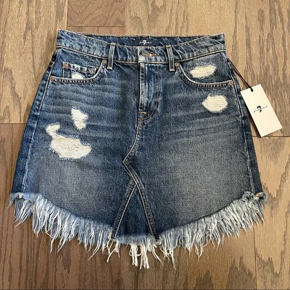 7 For All Mankind Denim Mini Skirt Montreal - Picture 4 of 9